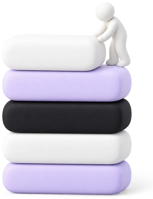 A figure nudging the top tile of a neat stack into line